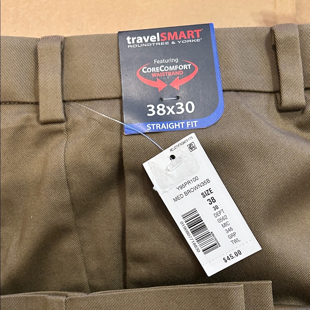 Roundtree & Yorke Tan Straight Fit Pants